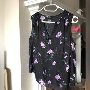 Banana Republic Black and Lavender Floral Top